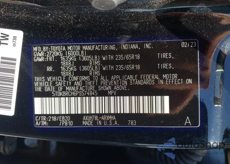 2023 Toyota Highlander Hybrid Xle z USA, uszkodzony, nr VIN 5TDKBRCH6PS574845